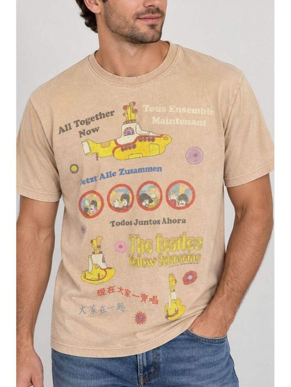 Junk Food Beatles All Together Now Yellow Submarine Graphic Tee M Retro Vintage